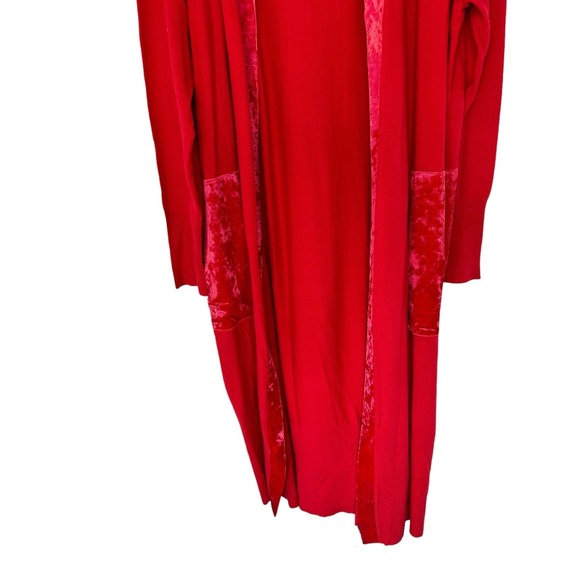 H by Halston Cardigan Basic Classic Red Open Front Long Maxi Duster‎ Size XL - Picture 6 of 9
